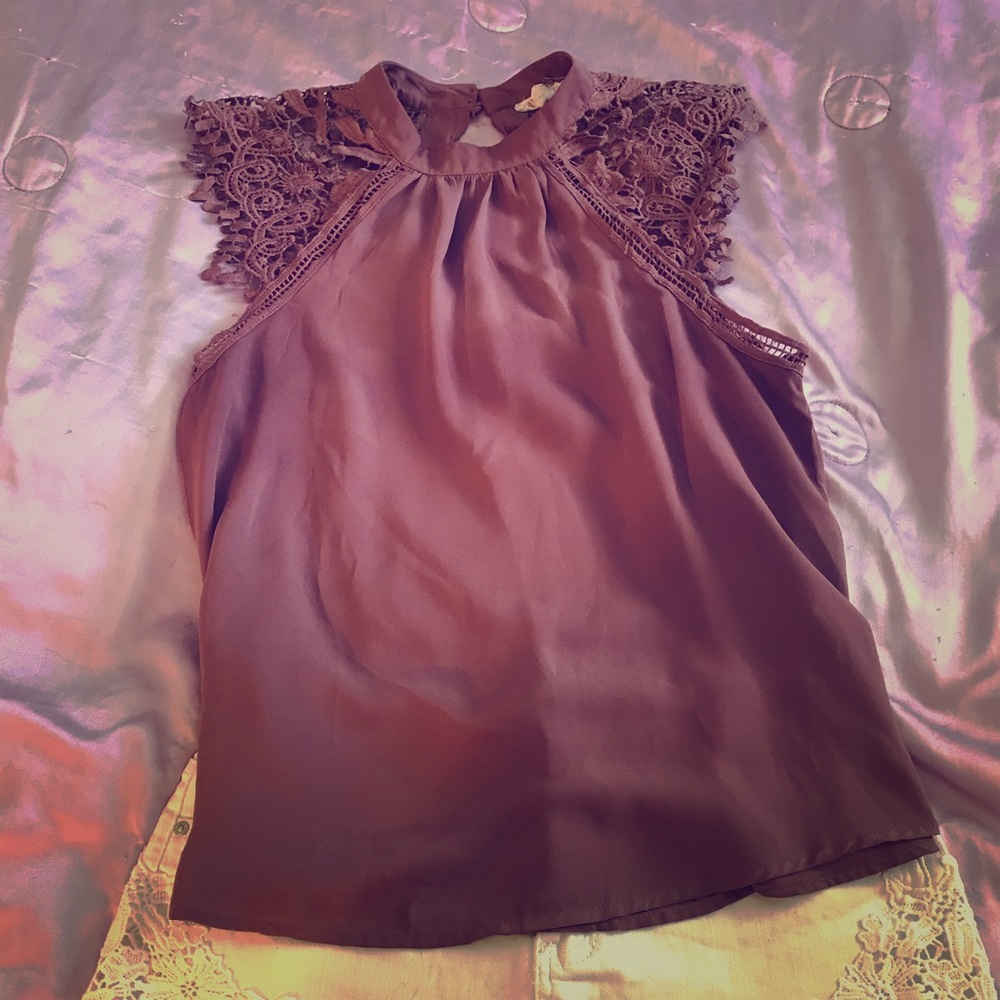 Plum blouse with open back